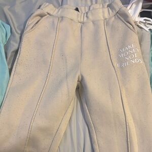 SHEIN Kids Beige Joggers with Slogan